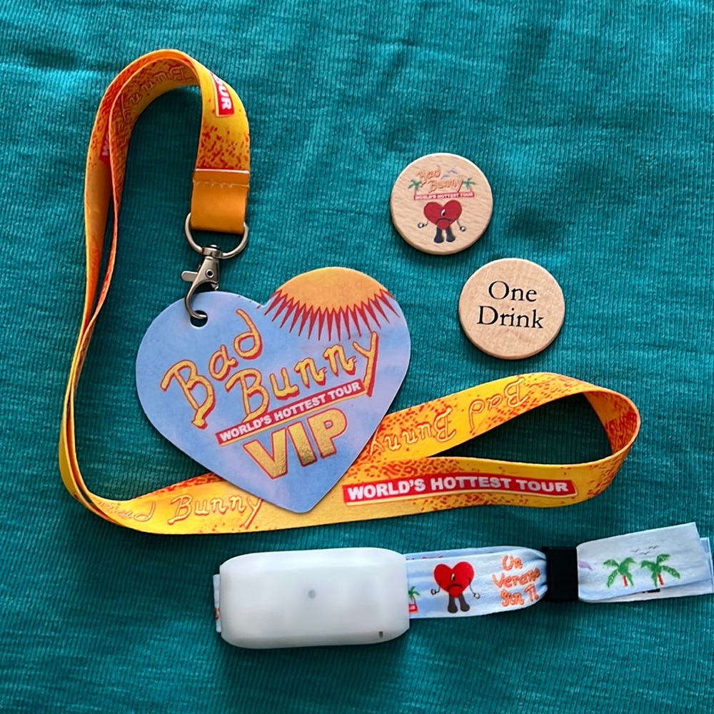 Bad Bunny VIP swag items.